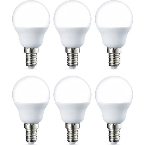 Ecleanfy - Lot de 6 petites ampoules LED rondes G45 Culot Edison à vis E14 5 W Blanc chaud Intensité non variable [Classe énergétique F]