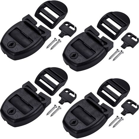 4 Set Hot Tub Cover Clips, kit de réparation de couverture de spa, kit de réparation de loquet de remplacement avec fente, 4 glissières, 4 clés avec 8 vis, loquets Clip Lock