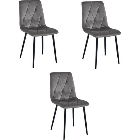 Silla Libra - terciopelo gris oscuro / patas negras x 3 (1/5)