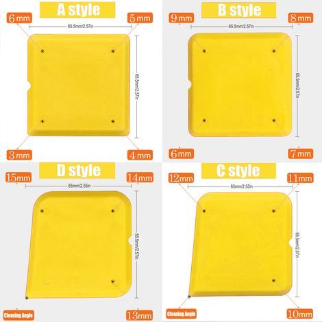 Grattoir en 4 parties (jaune) grattoir multifonctionnel pour joints en silicone, ensemble d'outils d'application et de finition des joints (4 pièces), grattoir en silicone (1/5)