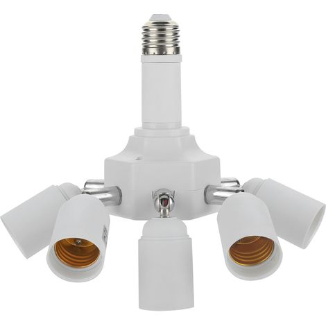 Adaptateur/répartiteur de douille E27 vers 6+1 douilles E27 pour ampoules LED (1/5)