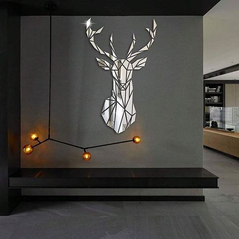 Sticker mural miroir 3D, miroir acrylique autocollant pour décoration intérieure à faire soi-même(Argent) (1/5)