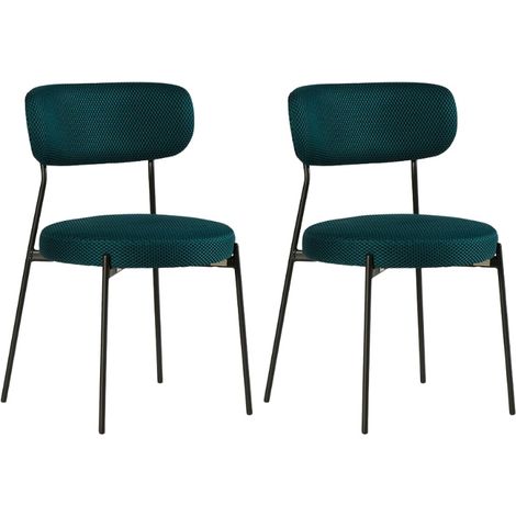 Lot de 2 chaises métal et tissu nid d'abeille bleu Casita ALTO