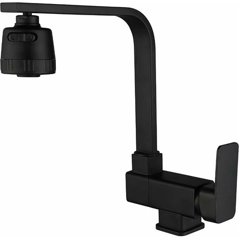 Mitigeur Cuisine Rabattable Noir,robinet Cuisine Rabattable Sous Fenetre Avec 2 Jets, Cuivre Robinet Évier Pivotant à 360° (1/5)