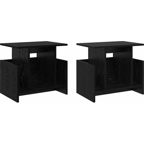Lot de 2 meubles TV rectangulaires modernes rangement spacieux 50 x 35 x 45 cm en bois d'ingénierie noir