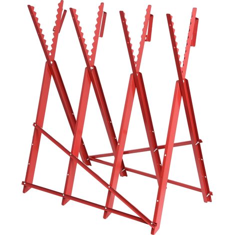 Soporte portátil para cortar madera, altura y anchura ajustables, color rojo. (1/2)