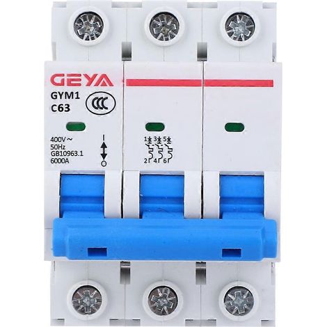 Disjoncteur GYM1-DZ47S, tripolaire, 400 V CA, IP20, interrupteur pneumatique, accessoires de protection de circuit, 63 A