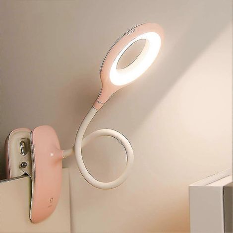 Lámpara de lectura LED con pinza, regulable y con protección ocular, lámpara de escritorio ajustable para usar sobre una mesa o mesita de noche. (1/5)