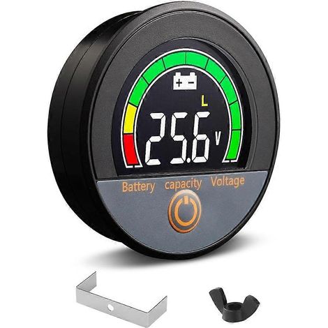 Voltmètre de capacité de batterie au lithium 12V 24V 48V 60V 84V IP67 avec écran LCD rétroéclairé et fonction d'alarme de basse tension. (1/5)