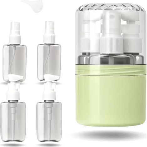 Distributeur de Voyage 4 en 1, Flacons Rechargeables Portables pour Shampooing Lotion Crème et Gel Douche, Conception Étanche Adaptée Aux Déplacements et Vacances (1/5)