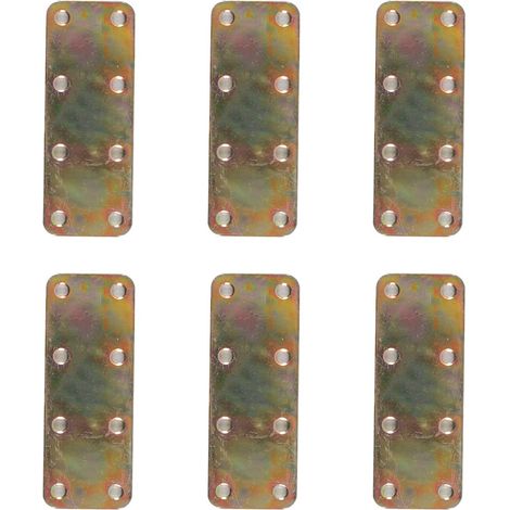 Lot de 6 plaques de jonction plates (100 x 40 x 2) pour fixation de supports métalliques perforés, fixation de bois, connecteur de réparation en acier galvanisé (1/5)
