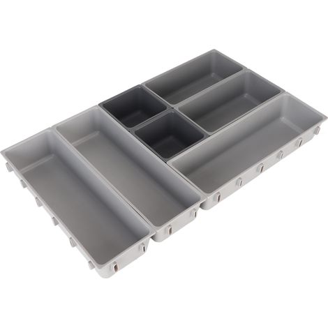 Organisateur de tiroir à couverts argenté, boîte de rangement multifonctionnelle robuste en plastique de grande capacité pour couteaux, fourchettes et cuillères (1/5)