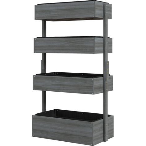 Four-Tier Basket Wooden Plant St- Grey (1/5)