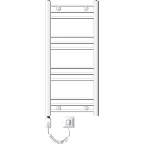 ECD Germany Badheizkörper Elektrisch mit Heizstab ECO 300W - 400 x 800 mm - Weiß - gerade mit Seitenanschluss - Heizkörper Handtuchwärmer Handtuchtrockner (1/5)