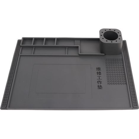 Tapis de travail en Silicone, résistance aux hautes températures, isolation thermique, réparation électronique, 40x30cm, gris (1/5)