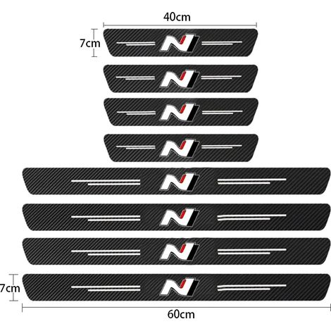 (8 pièces pour N) Autocollants de protection anti-rayures en fibre de carbone pour seuils de porte de voiture Hyundai N LINE i20 i30 Accent Tucson Elantra (1/3)