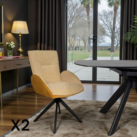 Fauteuil de table pivotant moutarde, bi-matière (lot de 2) AGADE (1/5)