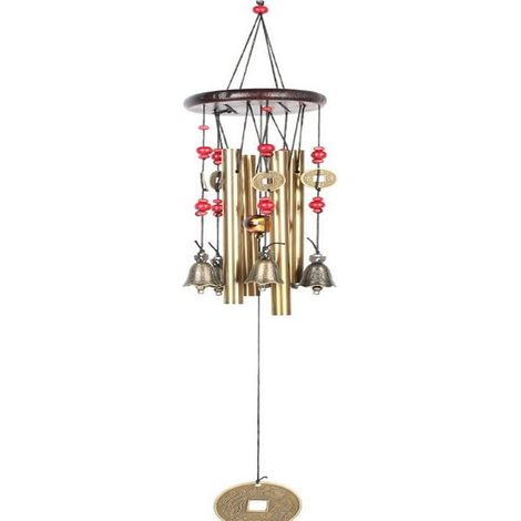 Windgong - 4 Tubes - Pentatonique - Extérieur Jardin Balcon - Hauteur 65 cm - Diamètre 8,5 cm (1/5)