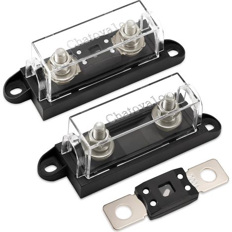 Porte-fusible avec Fusible 60A, 12V/24V/48V DC, pour Batterie, Camping-car, Bateau, Solaire et Convertisseur, Lot de 2 (1/5)