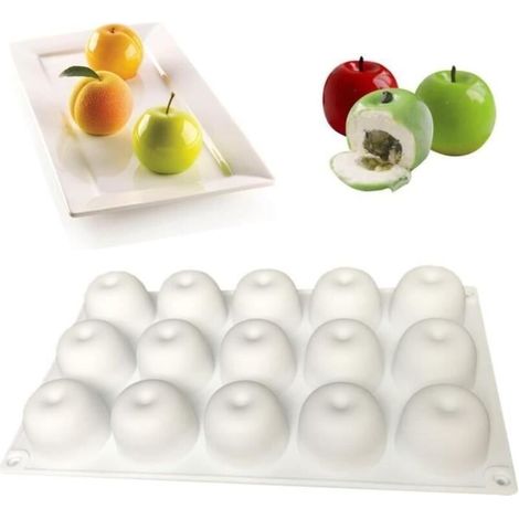 moules à gâteau en silicone en forme de pomme 3D en forme de pomme 3D Moule en silicone pour savon, gelée, pudding (1/4)