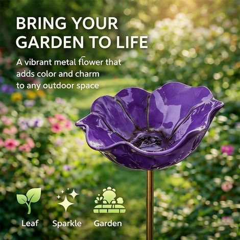 Abreuvoir à oiseaux en métal avec fleurs, résistant à l'hiver et aux insectes, pour terrasse, convient aux jardins, cours, etc.