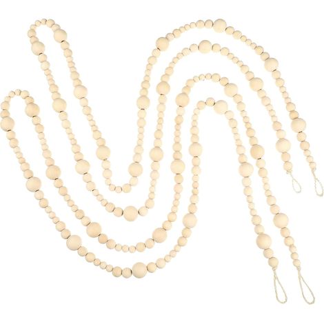 Guirlande De Perles En Bois - 220 Cm - Décoration Murale Et Table - Pour Intérieur Rustique - 1 Pièce (1/5)