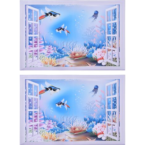 Stück 3D-Cartoon-Unterwasserwelt-Fensteraufkleber aus PVC für Schlafzimmer, Spielzimmer, Wohnzimmer (1/5)