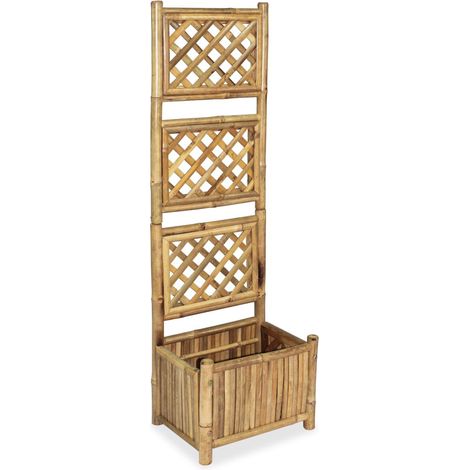 Fioriera da giardino rialzata per piante fiori con traliccio in bambù 40 cm 020001165