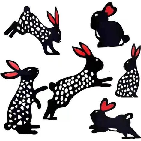 Décoration de Jardin,Art Jardin Statues Lapin Jardin Décoratif Jardin Sculptures Ornements Lapin Cour Art Animal Silhouette Jardin pour Cour Jardin Extérieur Pelouse Décoration, 6 Pièces (1/5)
