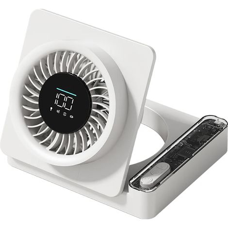 (Blanc) Ventilateur mural pliable, ventilateur de bureau, mini ventilateur de table, rechargeable. (1/5)