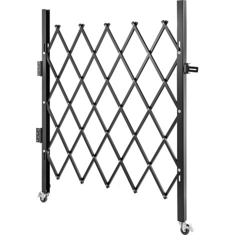 Portail de sécurité pliable simple, 108 x 131 cm (l x H), grille accordéon en acier, barrière extensible flexible, portillon roulant 360°, clôture ciseaux avec cadenas (1/5)