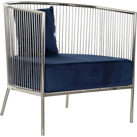 Fauteuil élégance en acier bleu pour salon moderne - Bleu marine élégant et intemporel (1/5)
