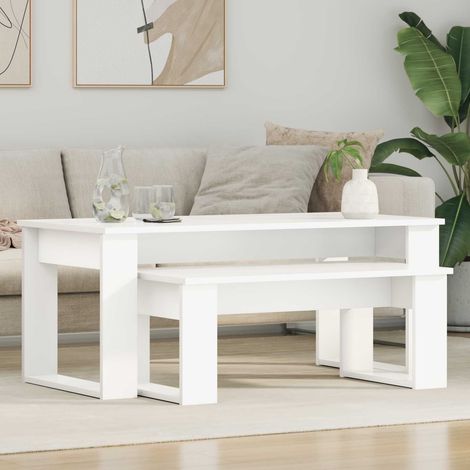 Kaffeetisch Set 2 pcs Weiß Holzwerkstoff
