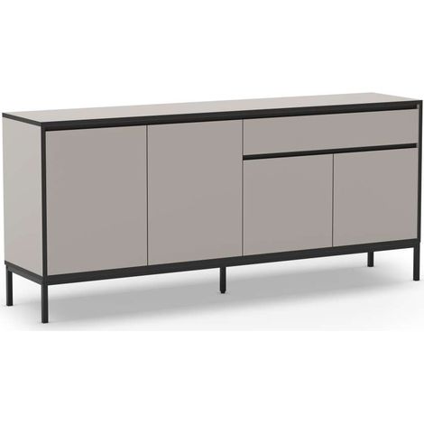 Aparador 4 puertas 1 cajón md-Cris acabado crema y negro, 180cm(ancho) 80cm(alto) 40cm(largo) (1/3)