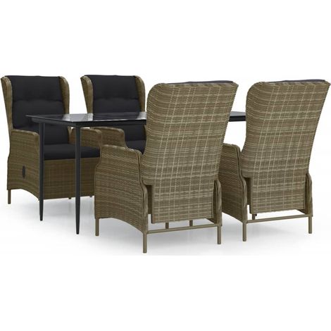 Maison Exclusive - Set da Pranzo da Giardino 5 pz Marrone in Polyrattan (1/5)
