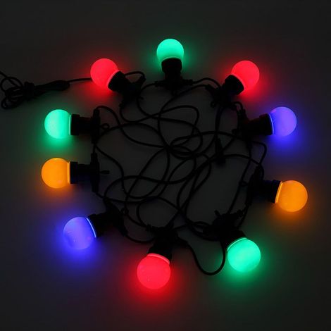 m lange, mehrfarbige Lichterkette (IP65) – Elektrische Lichterkette für den Außenbereich mit 10 Glühbirnen in Blau, Rot, Gelb und Grün – Romantische Außendekoration für Terrasse und Garten (1/5)