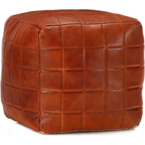 Pouf 40 x 40 x 40 cm Brun roux Cuir véritable de chèvre vidaXL