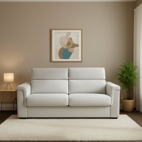 Divano Letto 2 Posti Biscossi, Sfoderabile, Contenitore Made in Italy, Lavabile, 205x95 cm Grigio Chiaro (1/5)