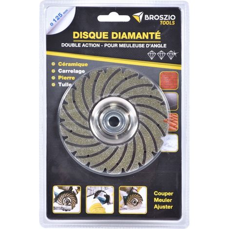Disque diamant pour meuleuse 125 mm – Double action pour béton et pierre – Coupe nette sans éclat – Installation rapide – Broszio Tools