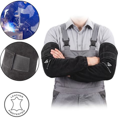 STAHLWERK Manicotti da saldatore  con chiusura a velcro in pelle crosta (1/5)