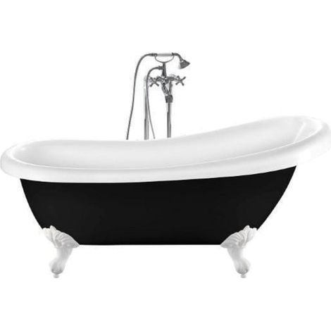 Freistehende Badewanne RICHMOND schwarz Adlerfüße WEISS 171