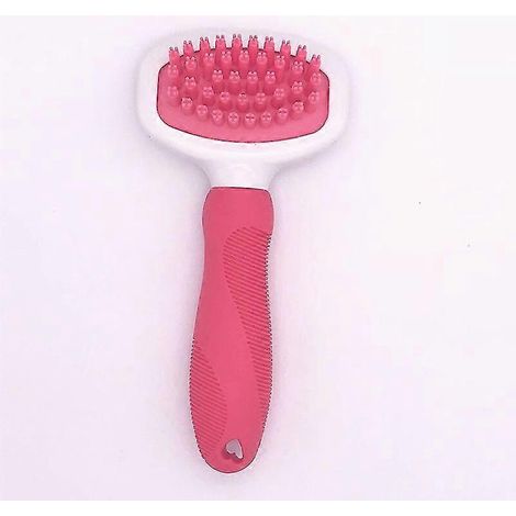 Peigne-brosse en silicone de haute qualité pour le toilettage des chiens et chats. Brosse de massage et de nettoyage en plastique rose. (1/5)