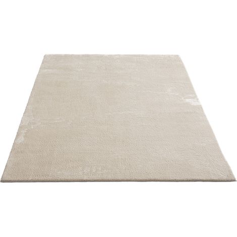 FLOORNOVO Hochflor Teppich Beige einfarbig - 150 x 80 cm - Besonders Weicher Teppich Wohnzimmer & Badezimmerteppich - Pflegeleicht - vielseitig einsetzbar im Innenbereich (1/2)