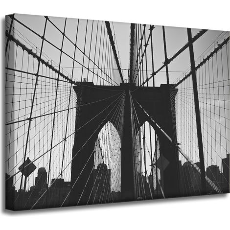 Leinwanddruck Architektur Brooklyn Bridge 40x30 Schwarzweiß USA
