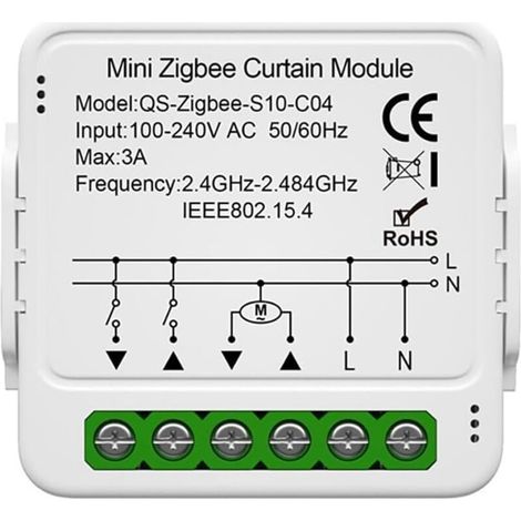 Interrupteur Module Volet Roulant Connecté, Commutateur Rideau Stores WiFi, Compatible avec Alexa Google Home pour Commande Vocale, Minuterie Intelligent Moteur Mural