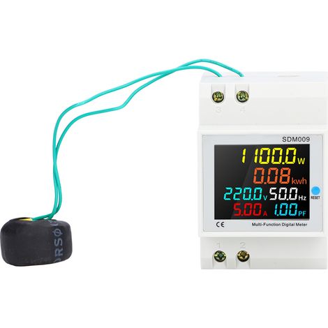Moniteur de facteur de puissance monophasé à affichage numérique - Voltmètre, courant et fréquencemètre AC40 300V (1/5)