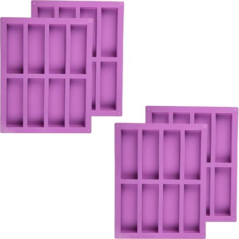 Moulle Barre Silicone, 4 pièces Moule Rectabgulaireen Silicone, Moule Gateau Silicone Patisserie Congelateur, Moule Cheesecake Silicone, Moule Lingot Silicone
