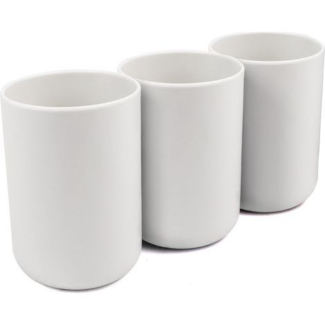 3-piece bathroom set, tumbler and toothbrush holder in solid color (white)High quality, the ideal choice for families. (1/5)