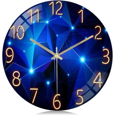 Wanduhr 30cm Glas Sternenhimmel, Geräuschlose Moderne Blaue Wanduhr Kreatives Design, kein Ticken Deko für Wohnzimmer Schlafzimmer Büro (1/5)
