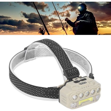 Lampe frontale COB LED Lampe frontale de camping pour l'extérieur avec bandeau réglable Lampe frontale légère Indicateur de batterie Gesture Sensing 1200MAH,DUBUNS (1/5)